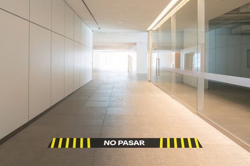 Empty floor tile and glass window in art center interior space