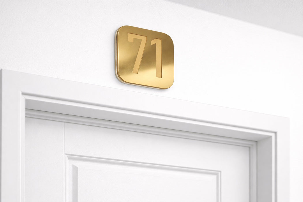 Placa de Número para Puerta en Bicapa Dorado