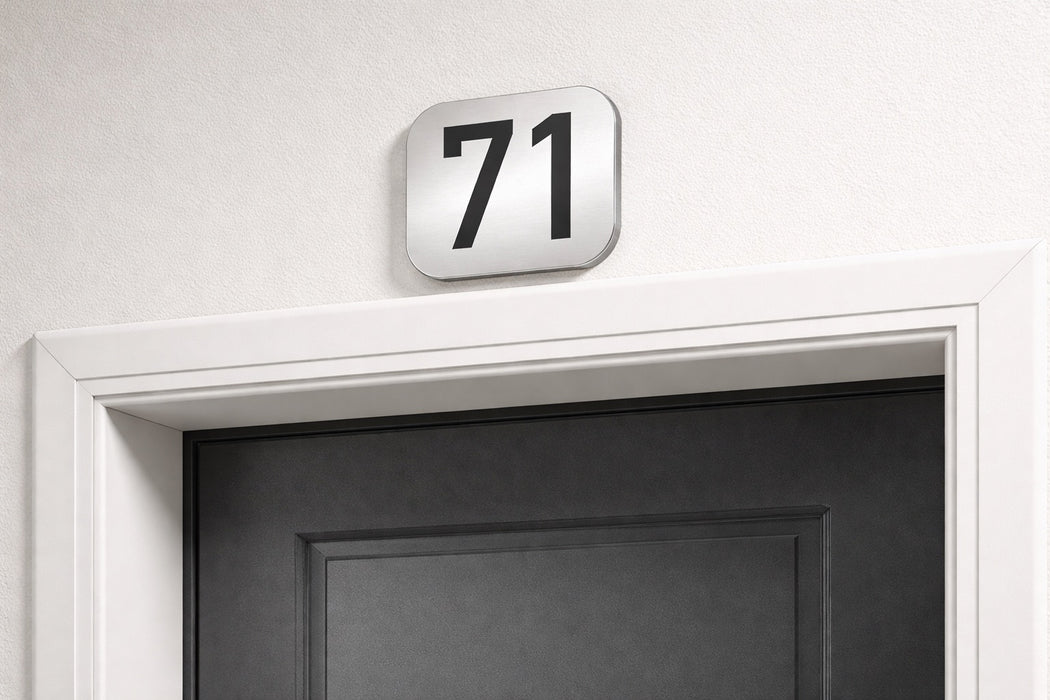 Placa Número Bicapa Plateado