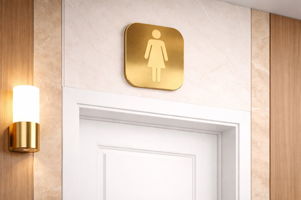 Placa de Aseos en Bicapa con Pictograma