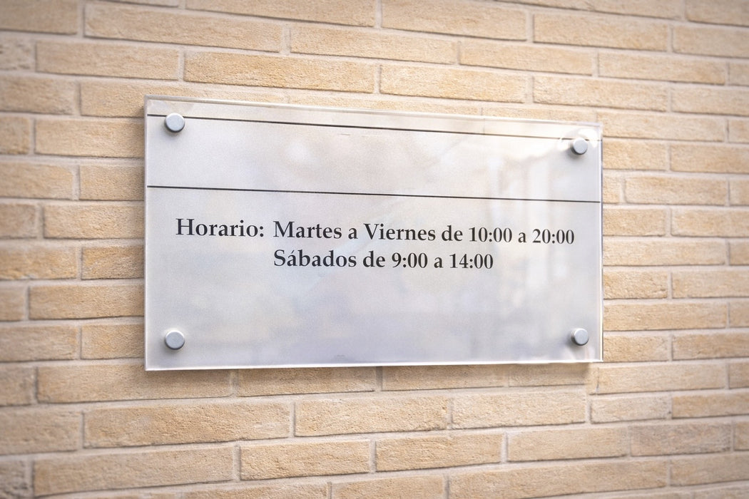 Placa de metacrilato con vinilo para exterior